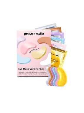 Grace & Stella Under Eye Mask Variety Pack - 18 Pairs In 6 Colors Vegan EXP 5/28